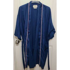 Vtg 50's 60's ROYTEX Men's Smoking Kimono Robe Lounge Jacket w/ Belt Blue OSFA